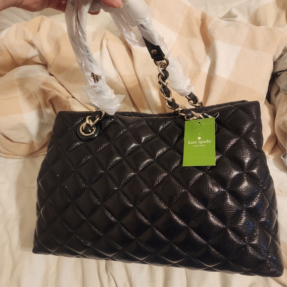 NEW KATE SPADE New York Gold Coast Maryanne black quilted leather tote - Picture 2 of 6